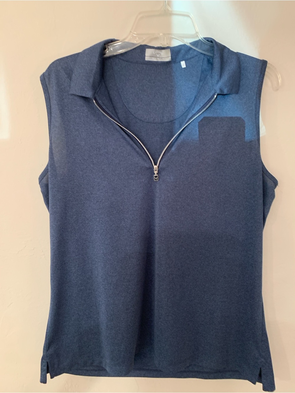 Callaway Navy Sleeveless Zip Polo Tank XL fits tight like large